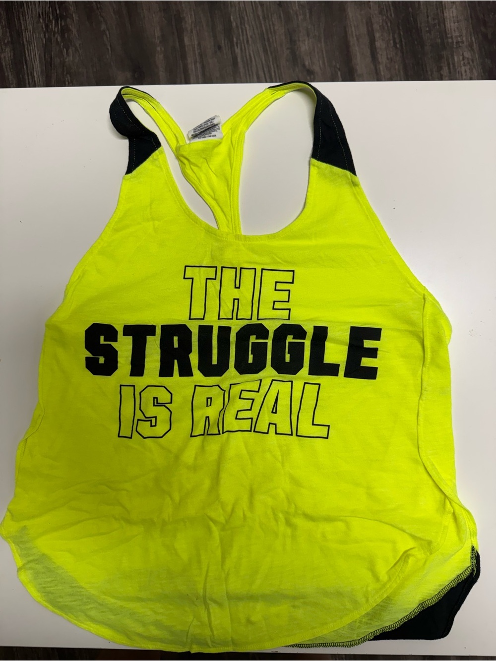PINK Victoria's Secret Neon Yellow & Black Graphic Tank